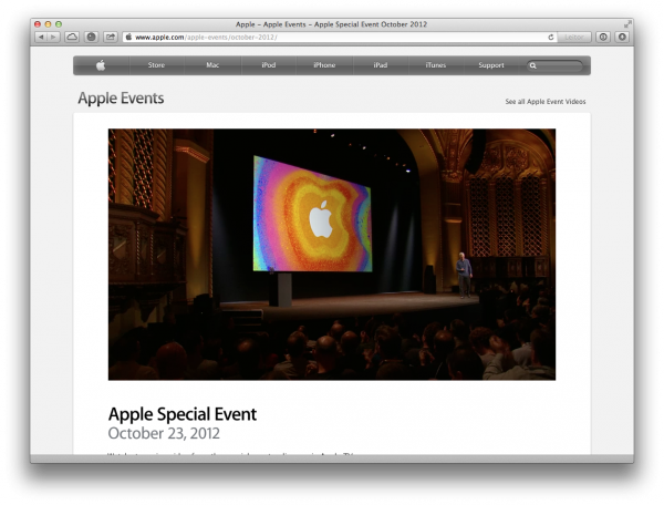 Vídeo do evento da Apple
