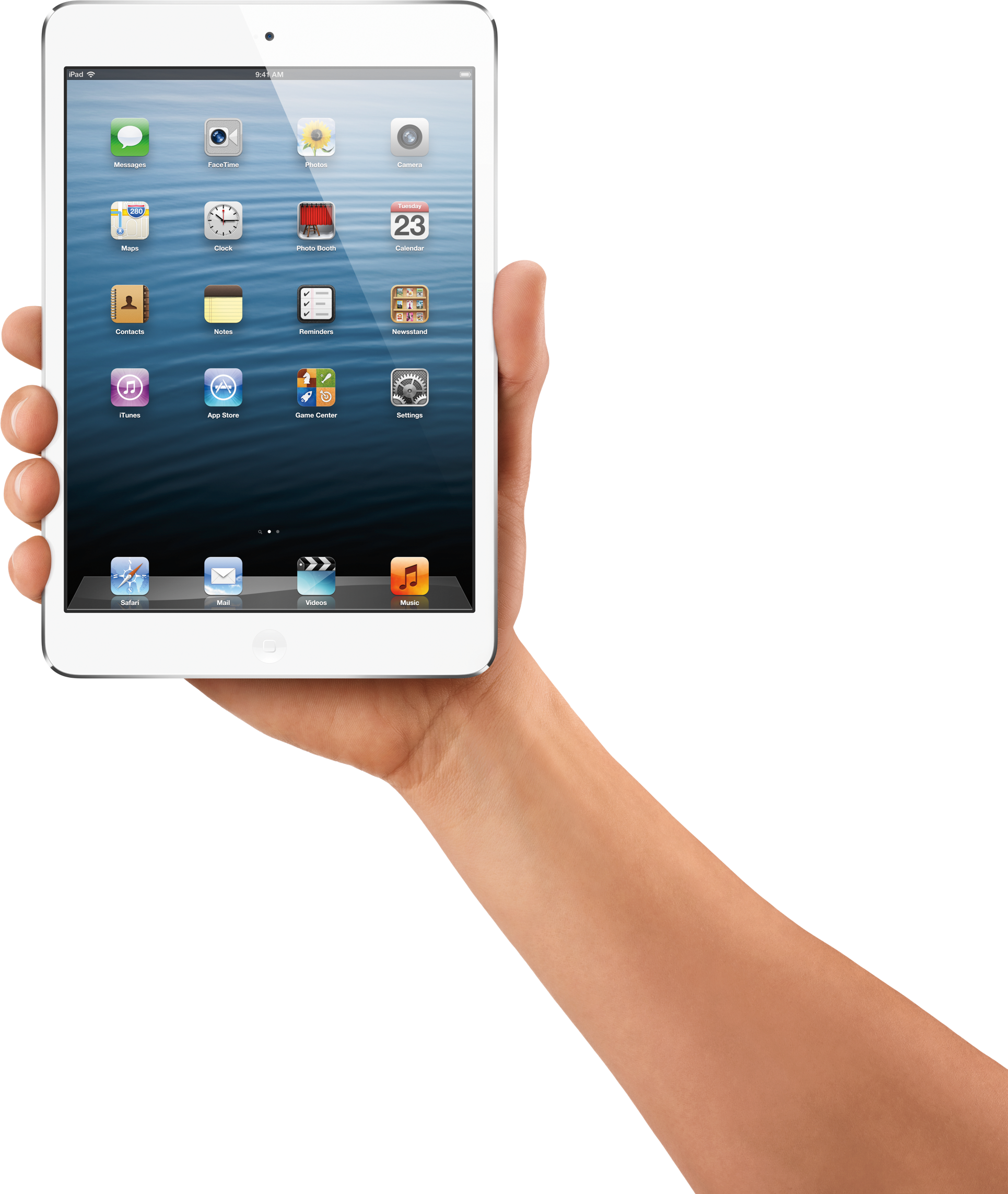 iPad mini segurado com uma mão