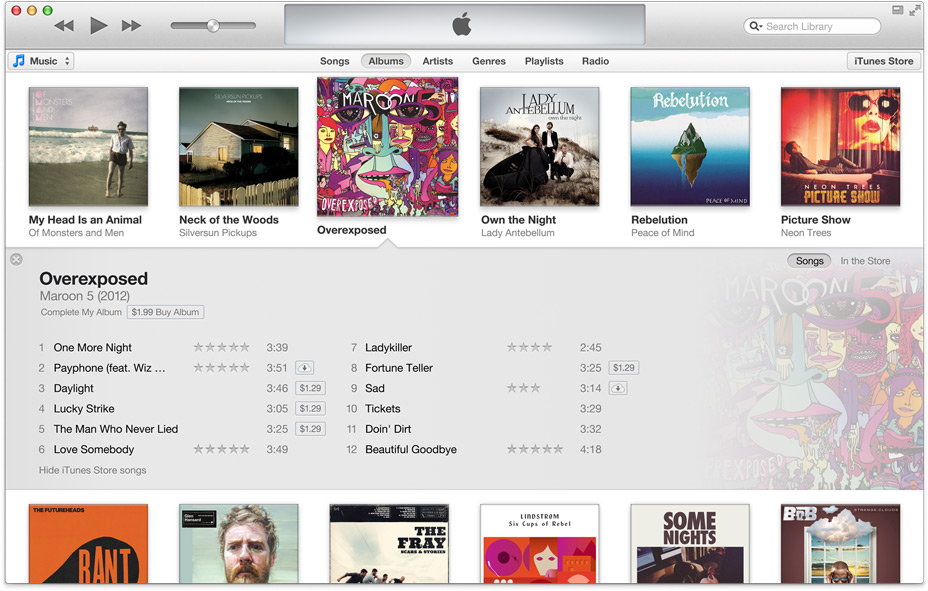 Visualização de músicas no novo iTunes