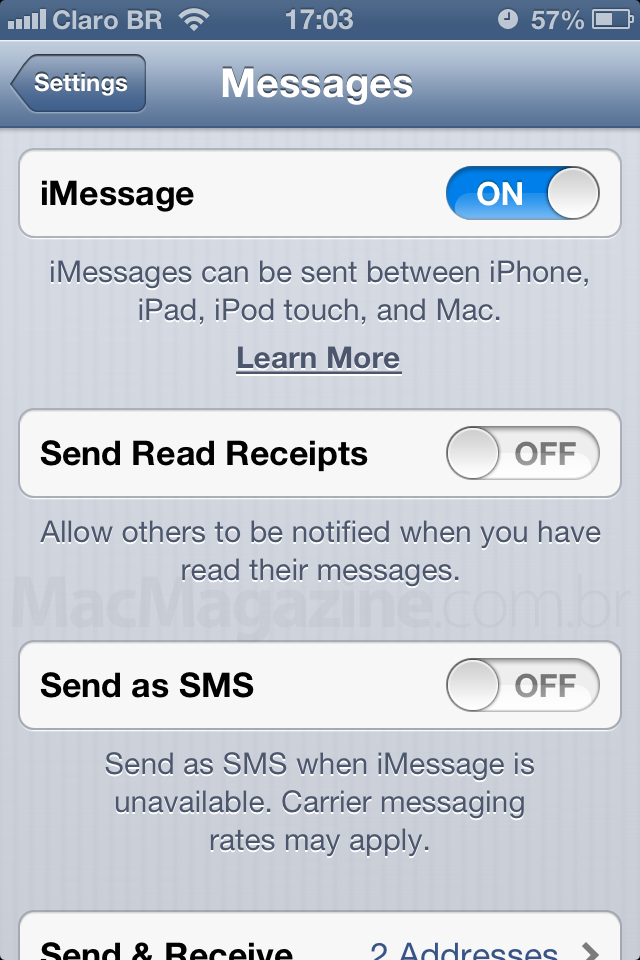 Configurando iMessage - iPhone