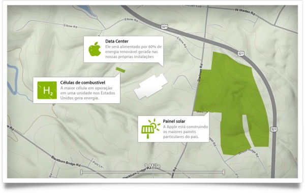 Mapa do data center da Apple em Maiden, na Carolina do Norte