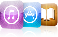 Ícones de lojas da Apple - iTunes Store, App Store e iBookstore