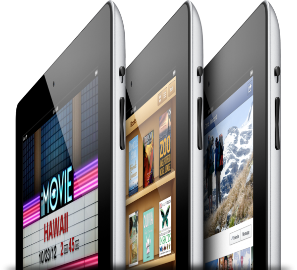 iPads de quarta geração de lado, com vários apps
