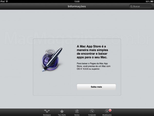Mac App Store inacessível pelo iPad