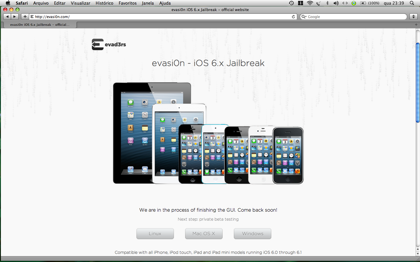 Evasi0n site - screenshot