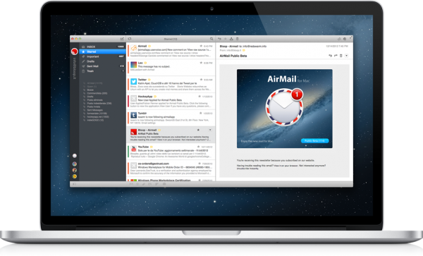 Airmail rodando em um MacBook Pro