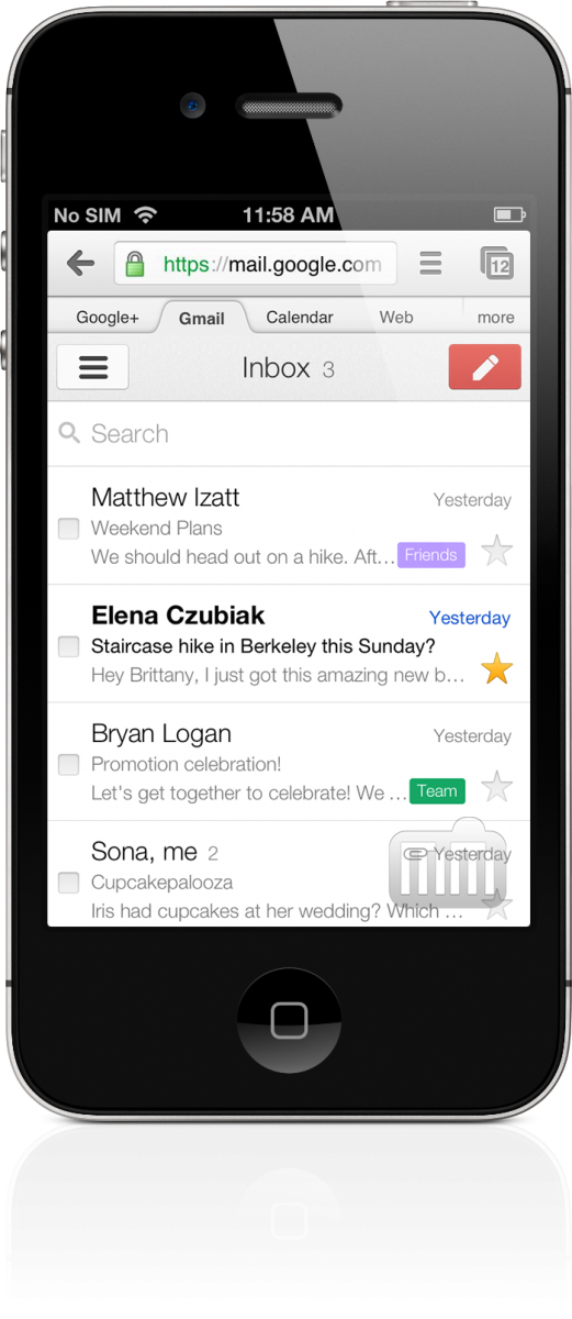 Gmail for mobile com novo visual