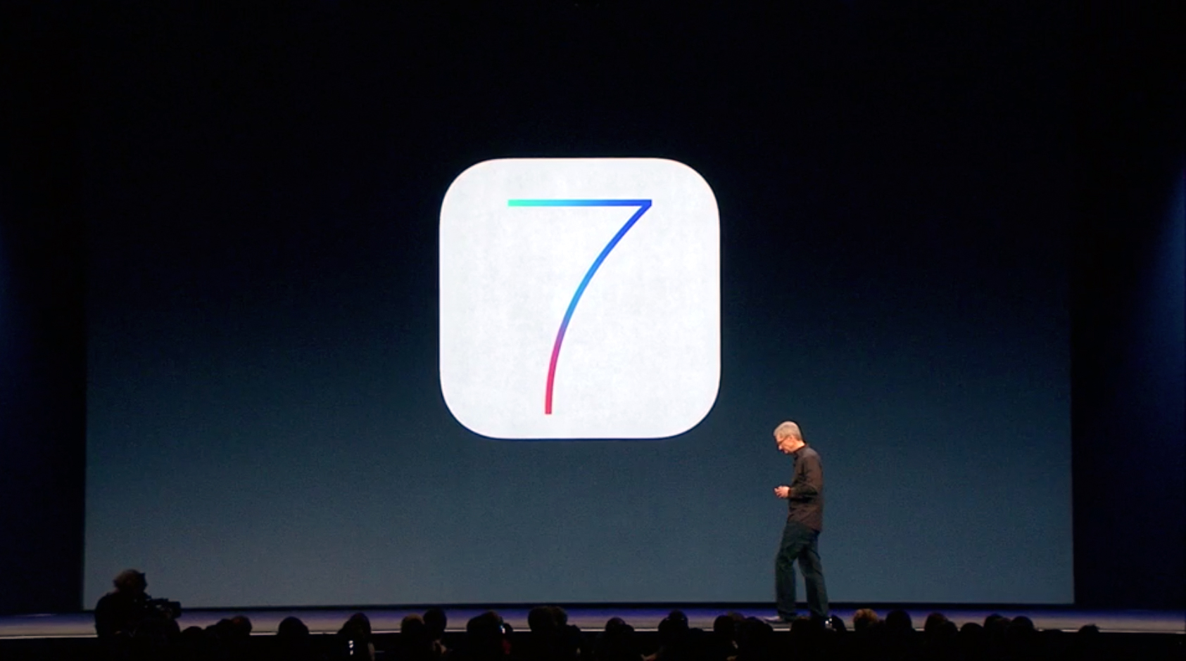 Tim Cook apresentando o iOS 7