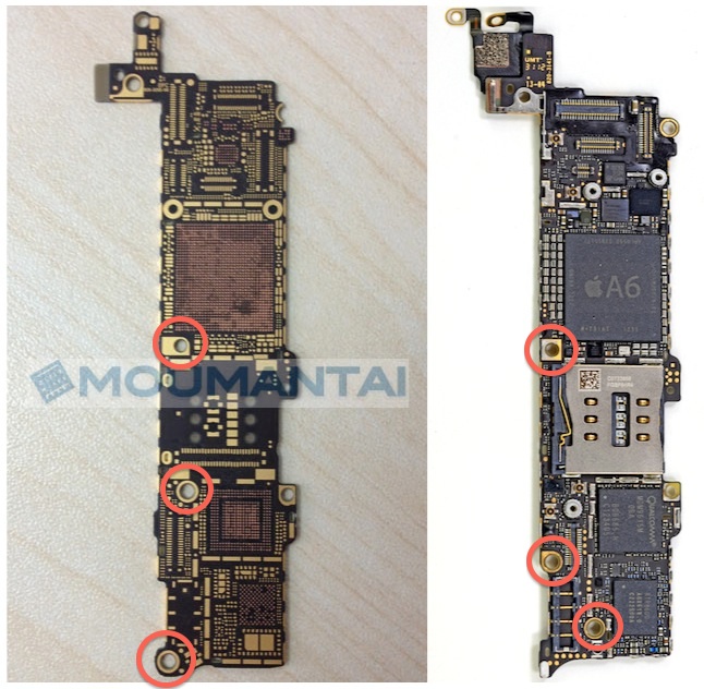 Placas lógicas do iPhone 5S e do iPhone 5