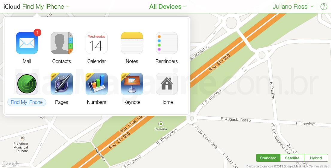 Screenshot do novo iCloud beta