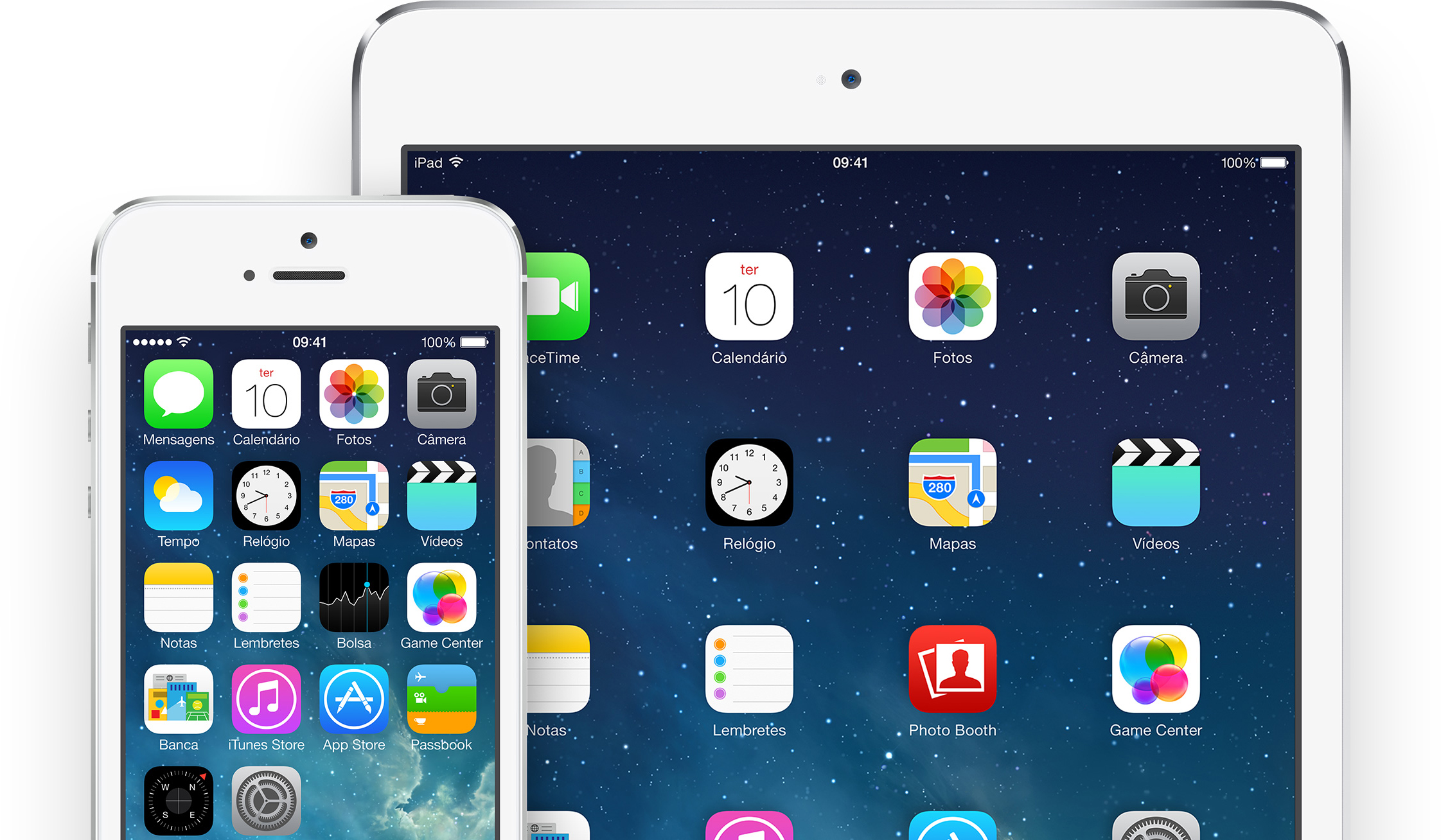 iOS 7 em um iPad mini e um iPhone 5s