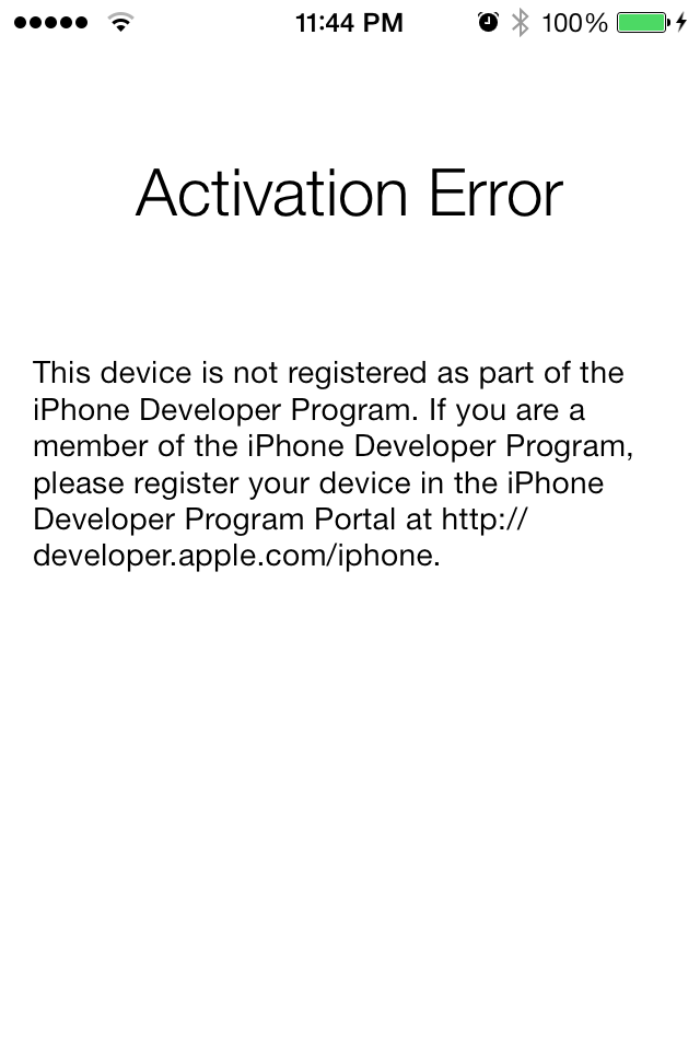 Falha na ativação de um iPhone (iOS 7 beta 6)