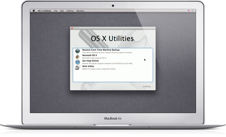 OS X Recovery em um MacBook Air