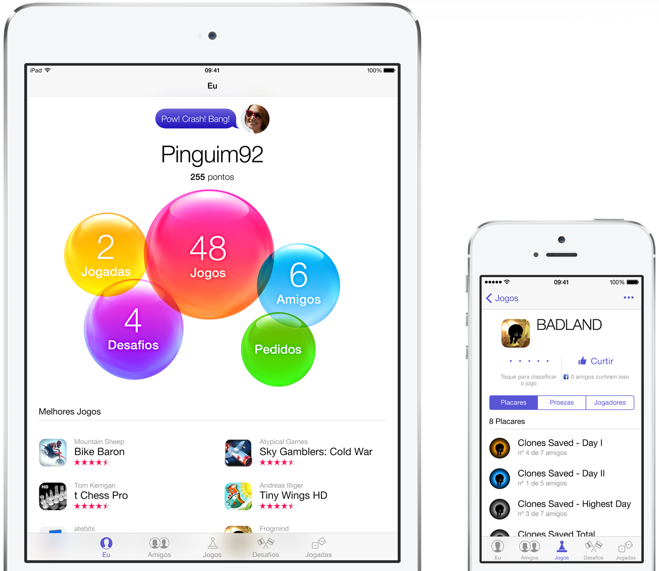 Game Center em iPad mini e iPhone 5s