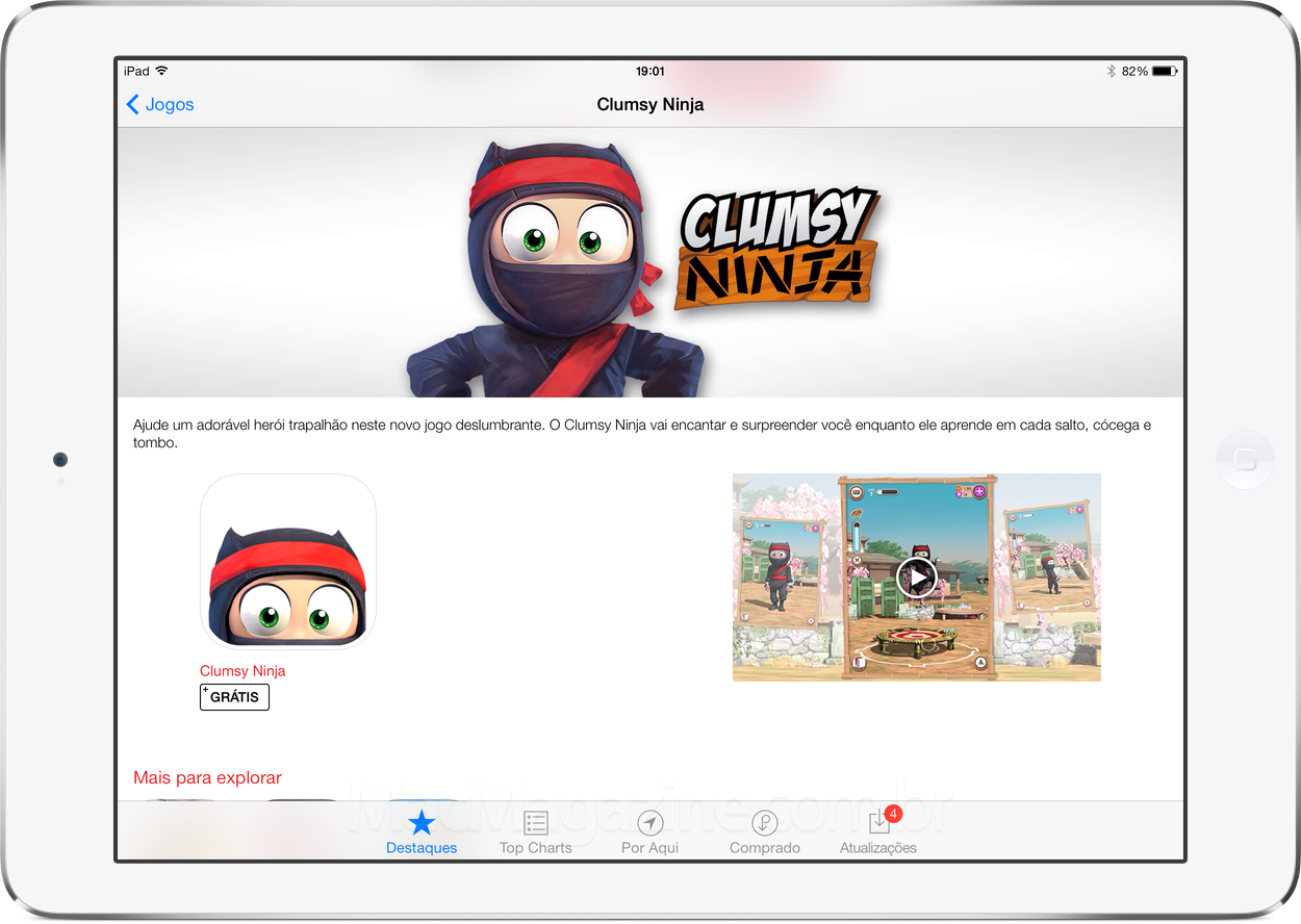 Destaque do jogo Clumsy Ninja na App Store