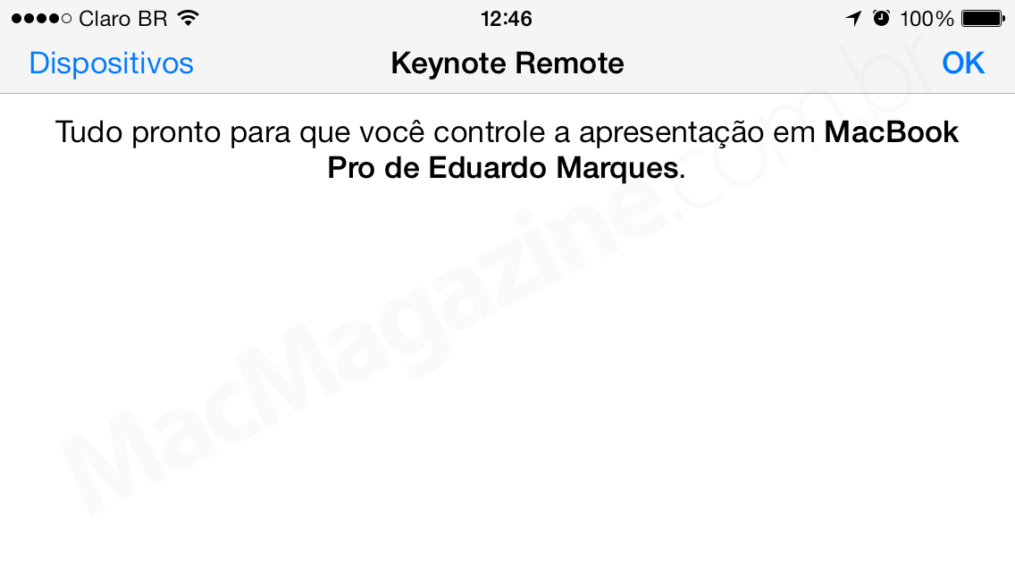 Controle remoto do Keynote