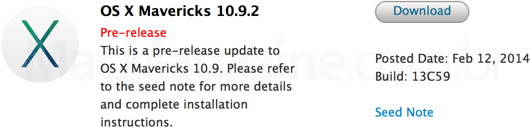OS X Mavericks 10.9.2 beta