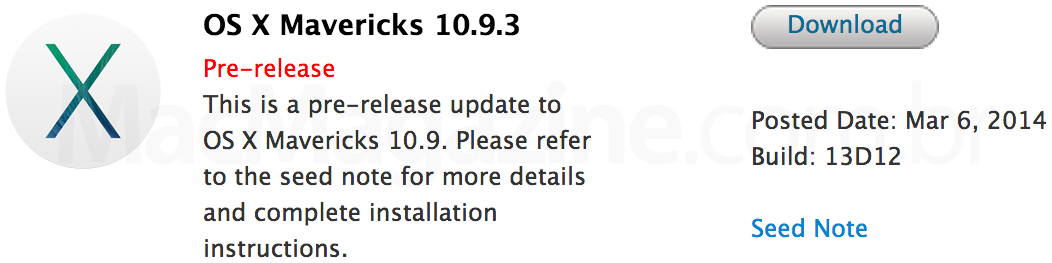 OS X 10.9.3 primeira beta