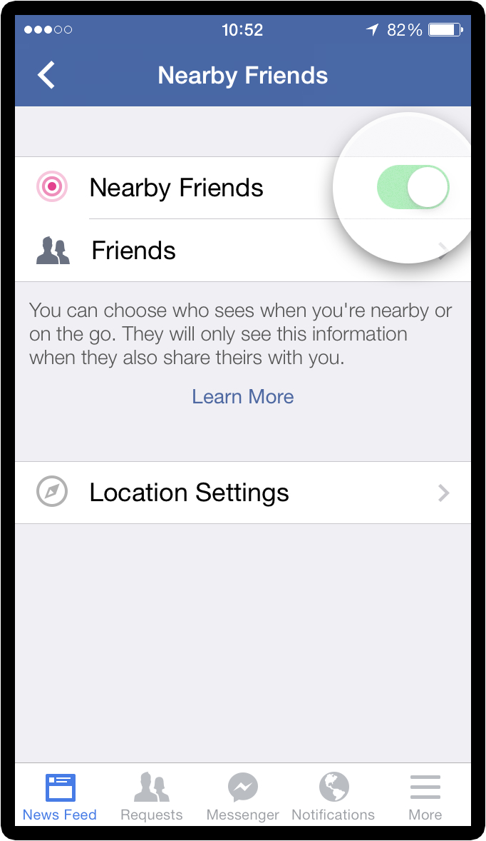 Recurso "Nearby Friends", do Facebook