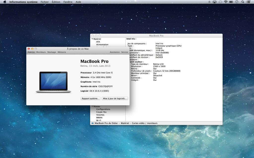 VRAM disponível num MacBook Pro de 2013