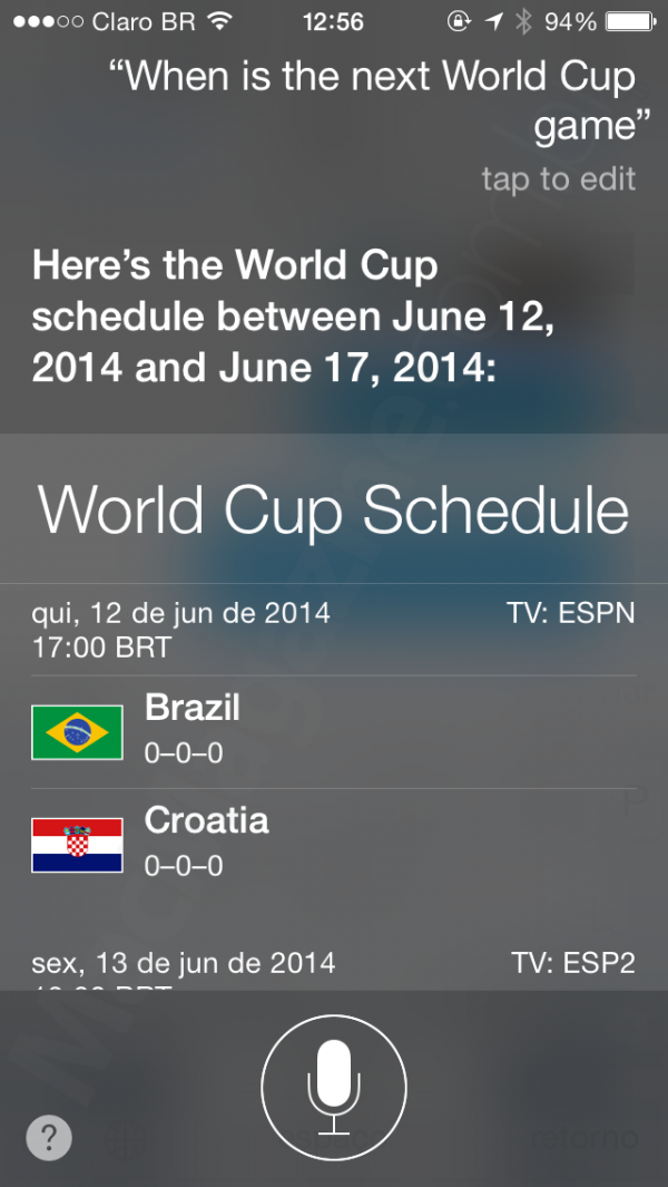 Siri por dentro da Copa do Mundo 2014