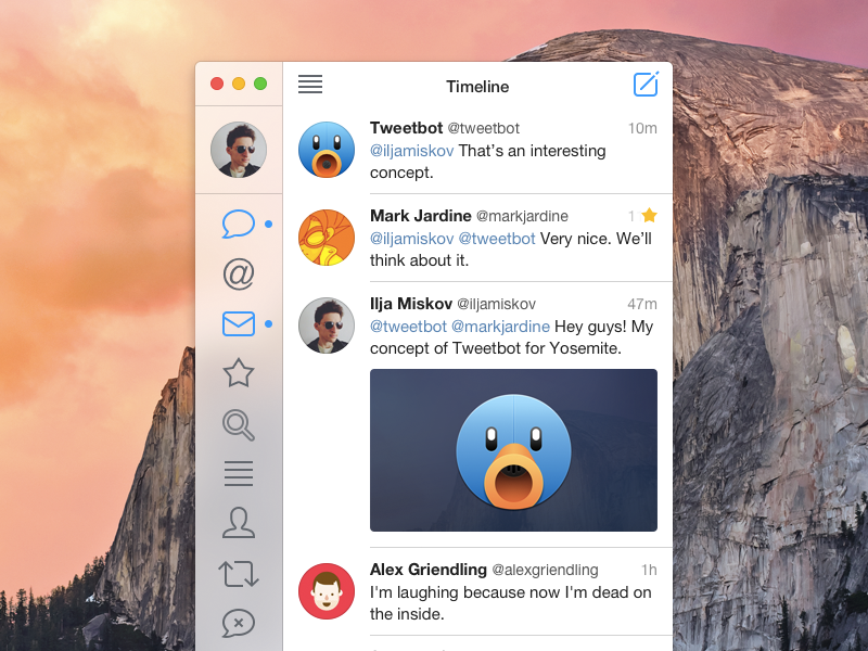 Conceito para o OS X Yosemite - Tweetbot