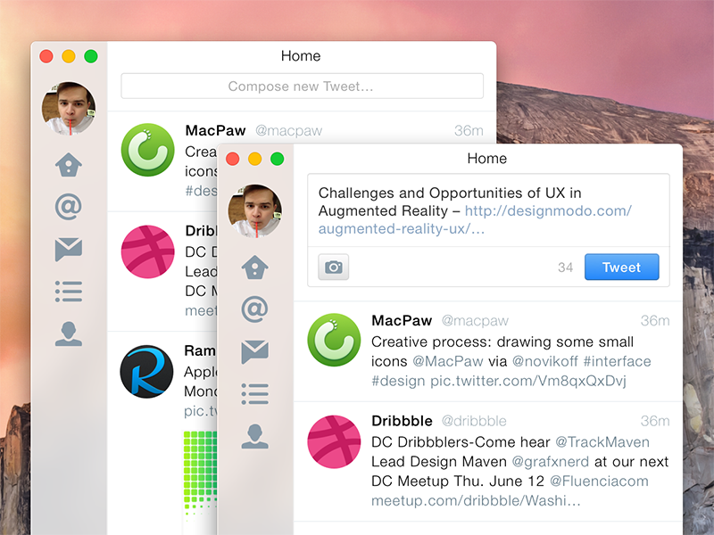 Conceito para o OS X Yosemite - Twitter
