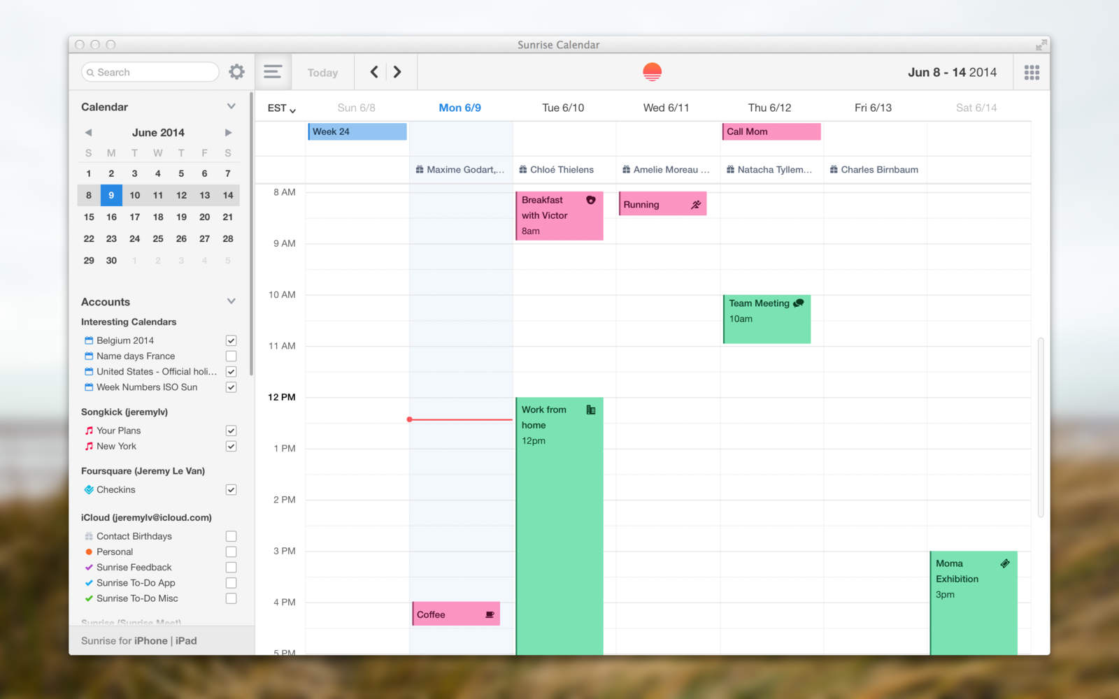App Sunrise Calendar para OS X
