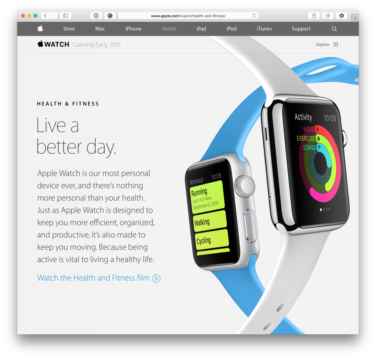 Nova página do Apple Watch