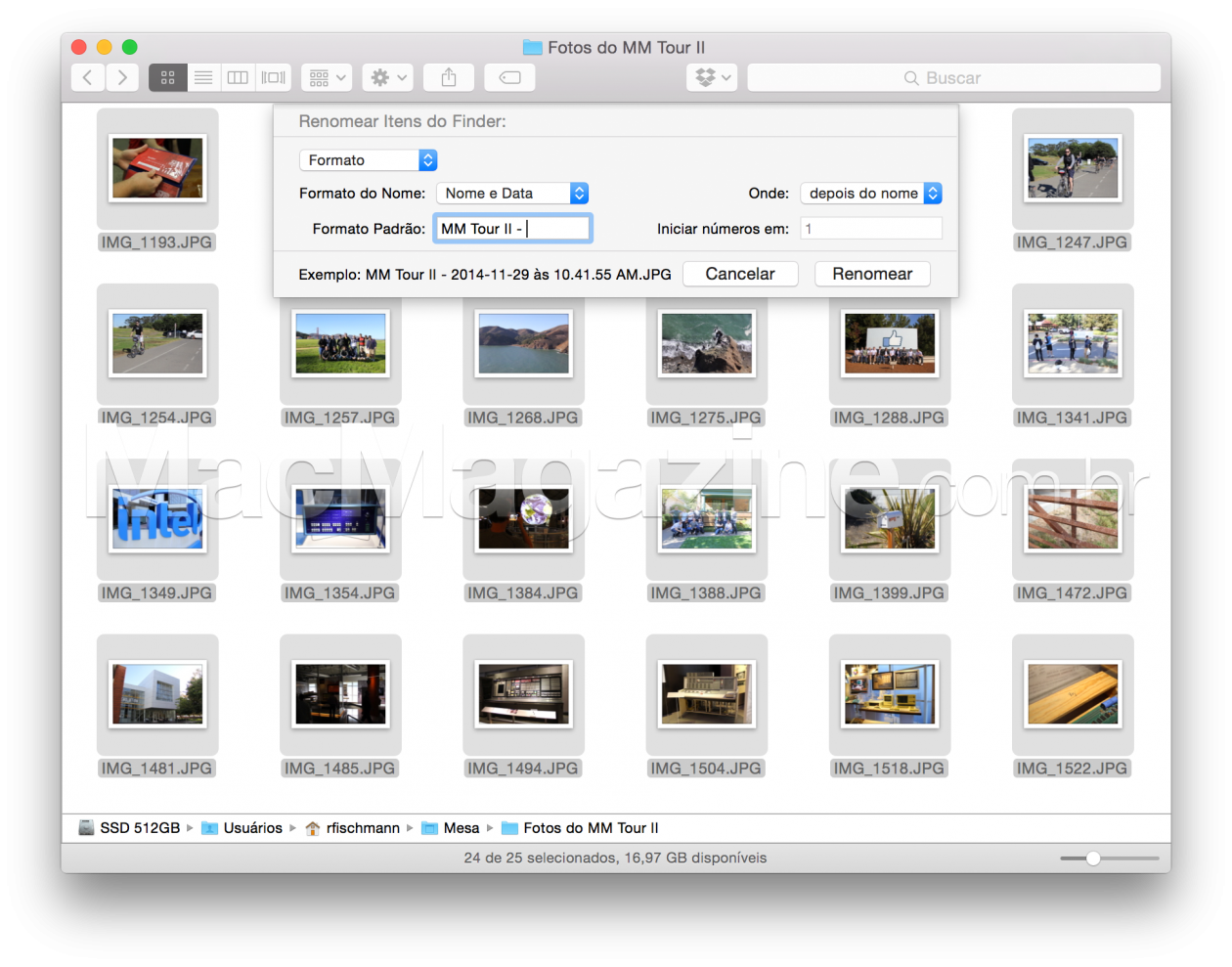 Renomeando arquivos em massa no Finder do OS X Yosemite