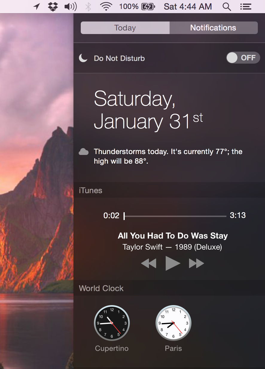 Widget do iTunes 12.1