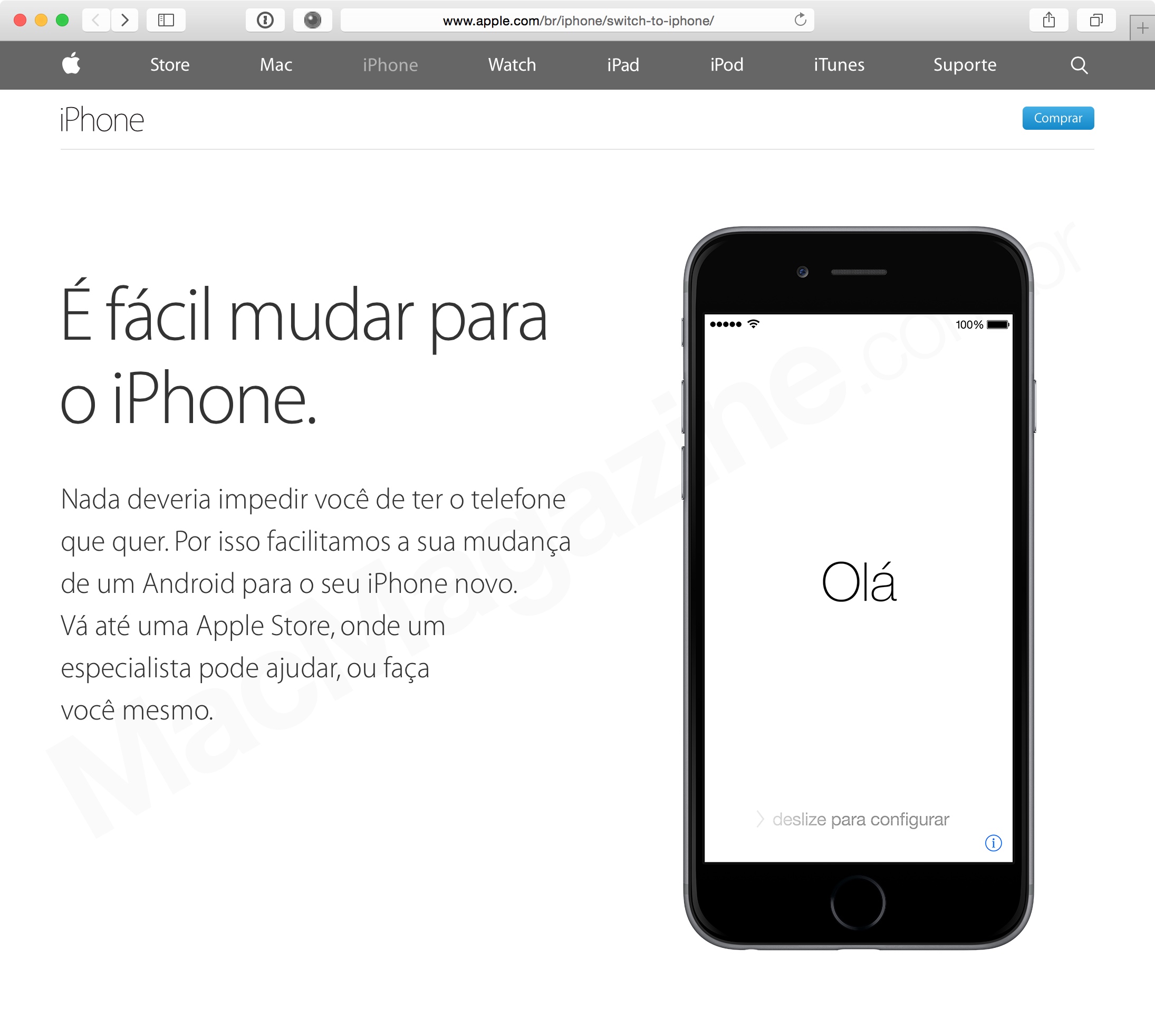 Página "Mude para o iPhone"