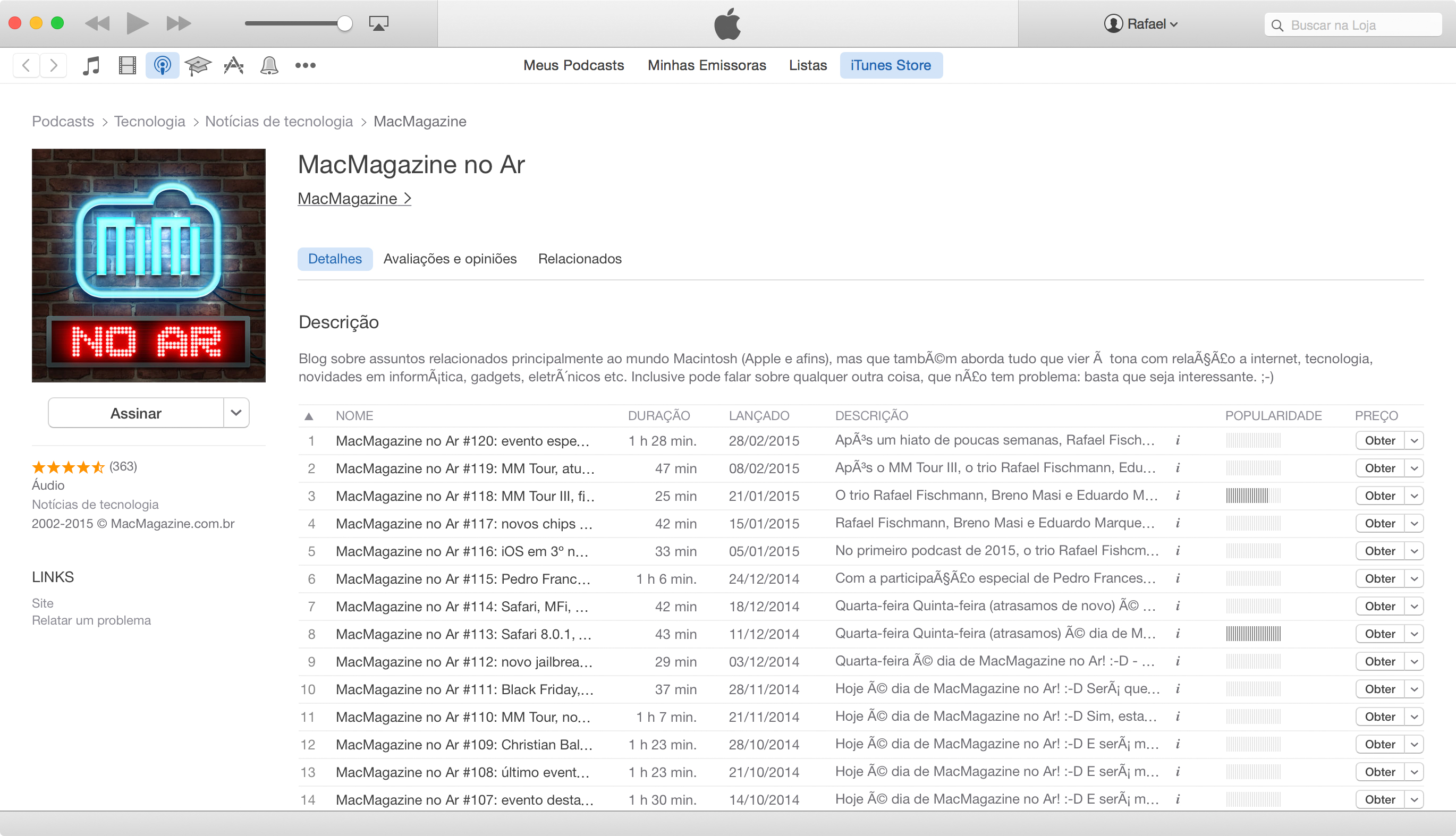 Podcast MacMagazine no Ar, no iTunes