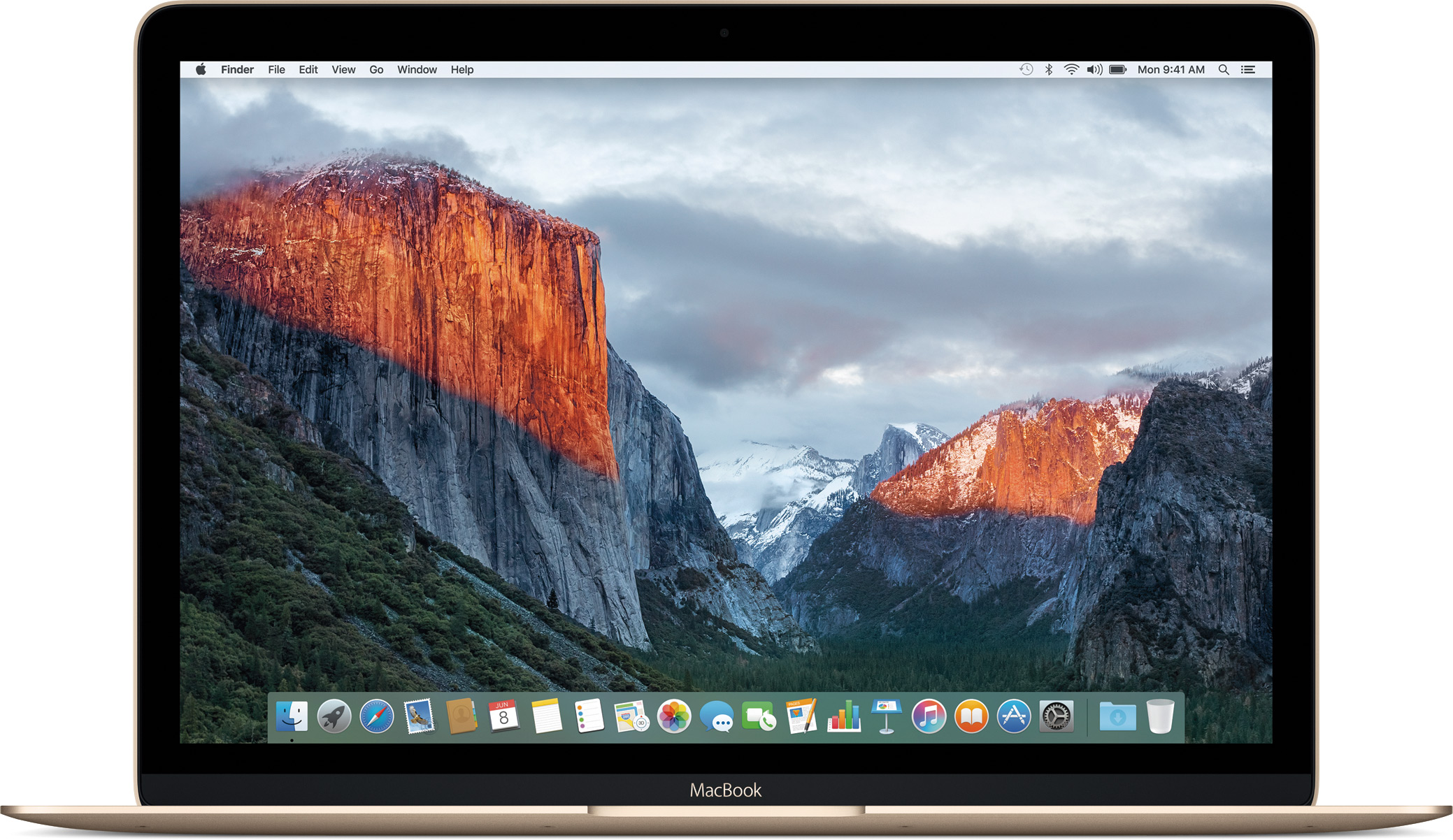 Tela inicial do OS X El Capitan em um MacBook