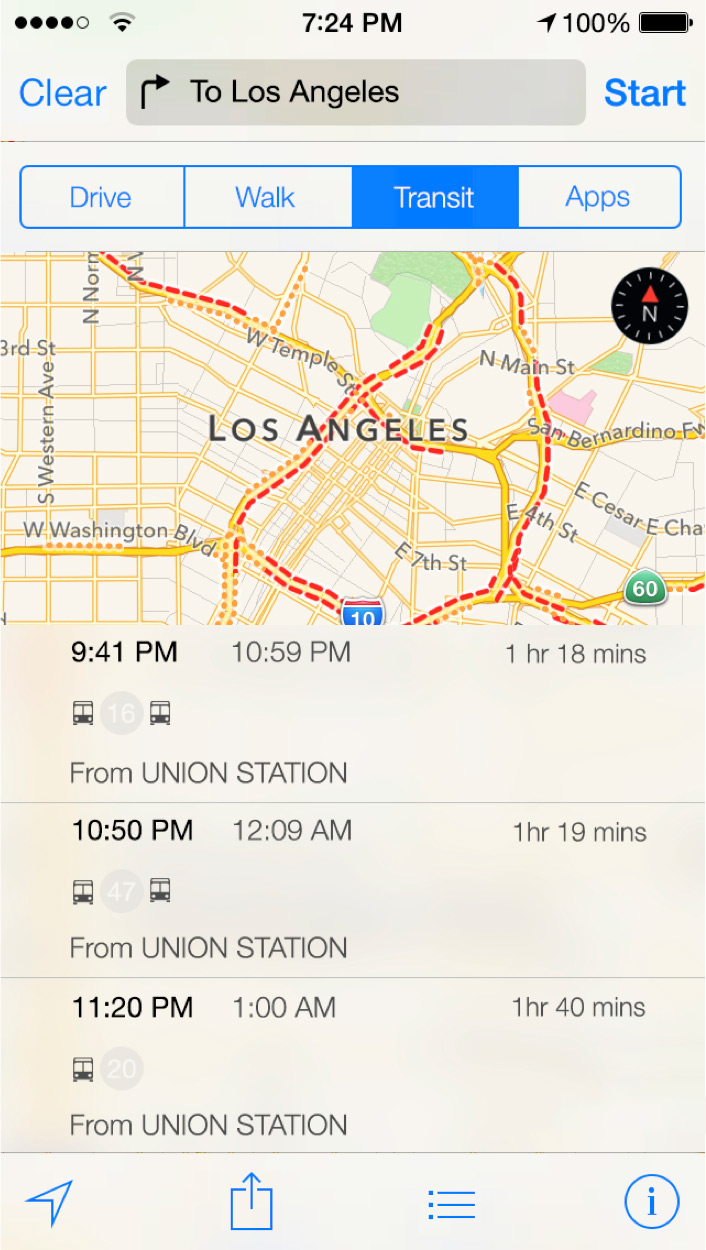 Rotas de transporte público no iOS 9