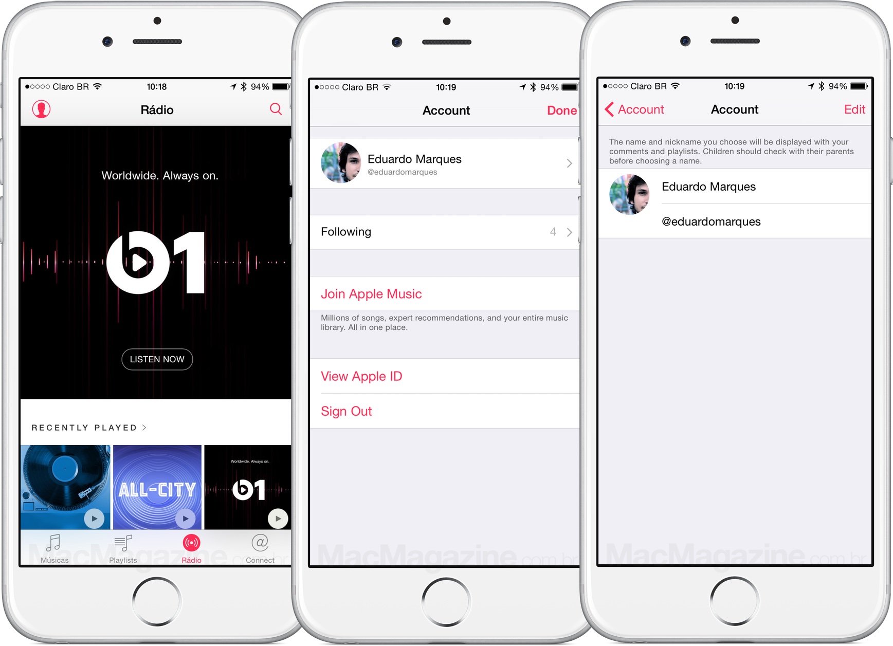 Apple Music - Apelido no iOS 8.4