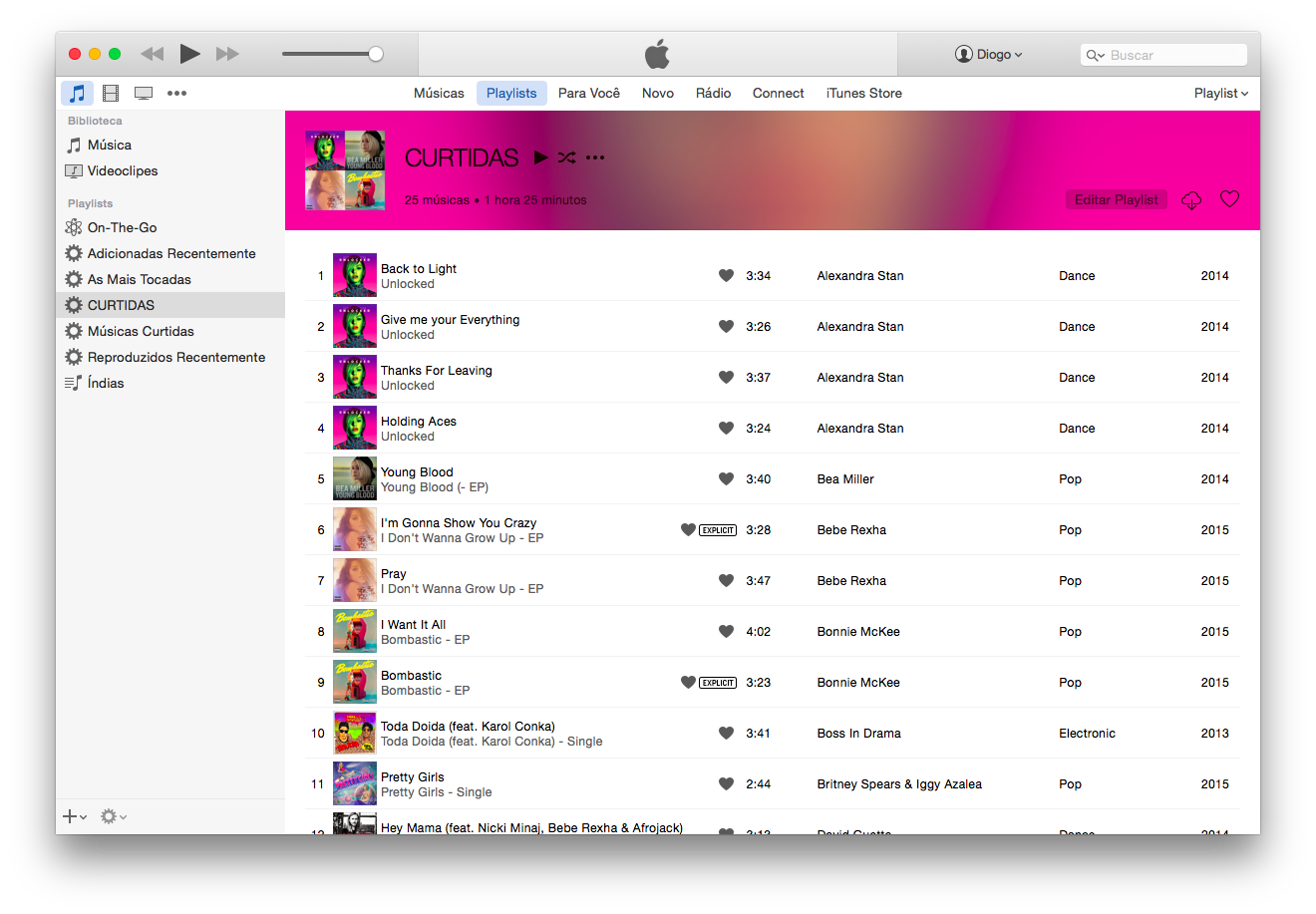 Criando uma playlist com músicas curtidas no Apple Music