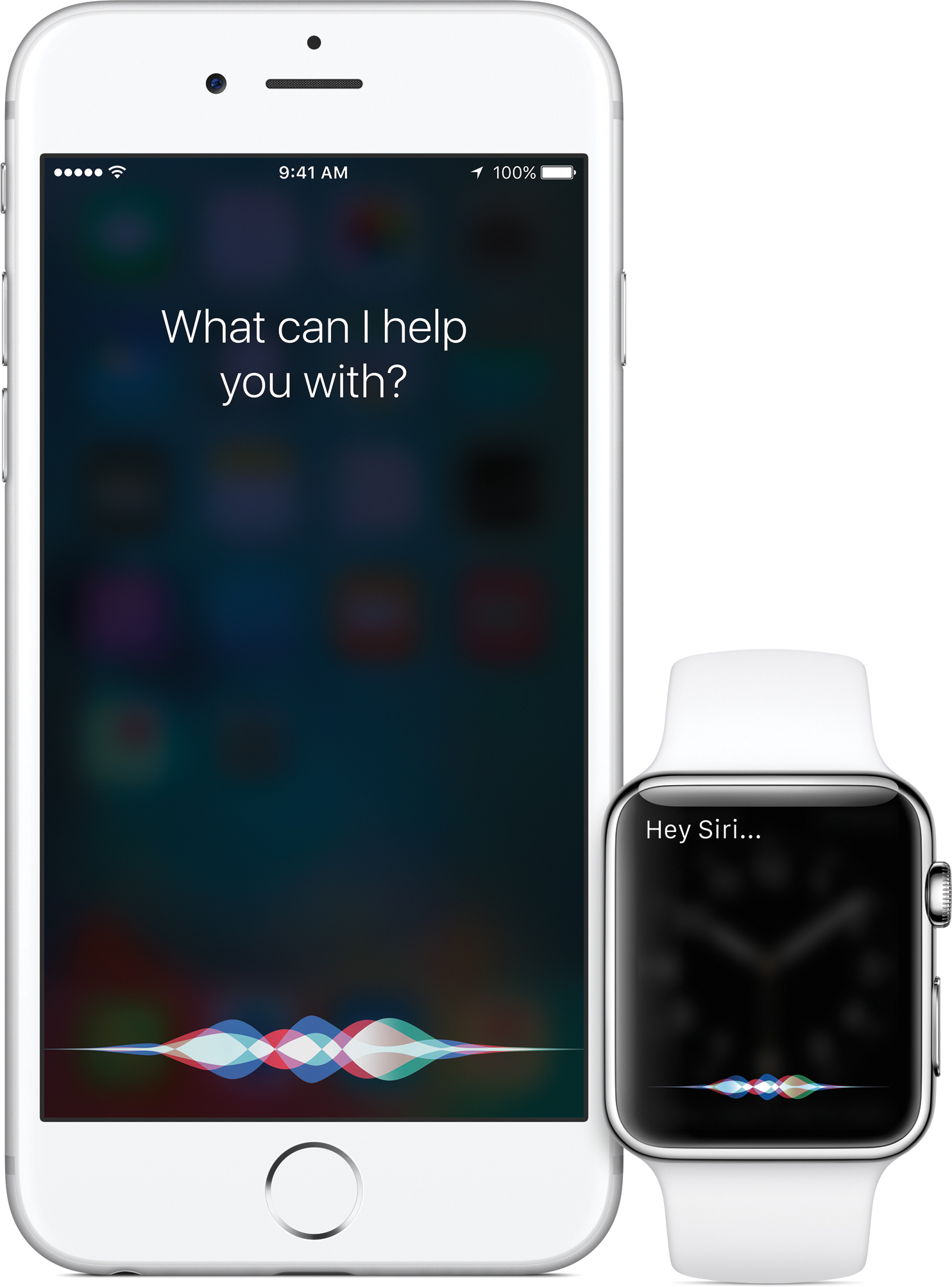 Siri no iOS 9 em um iPhone e no watchOS2 num Apple Watch