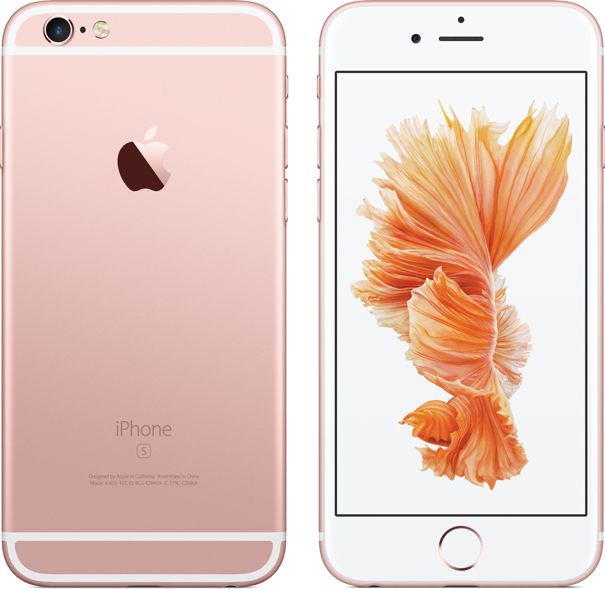 iPhone 6s de frente e de costas na cor ouro rosé