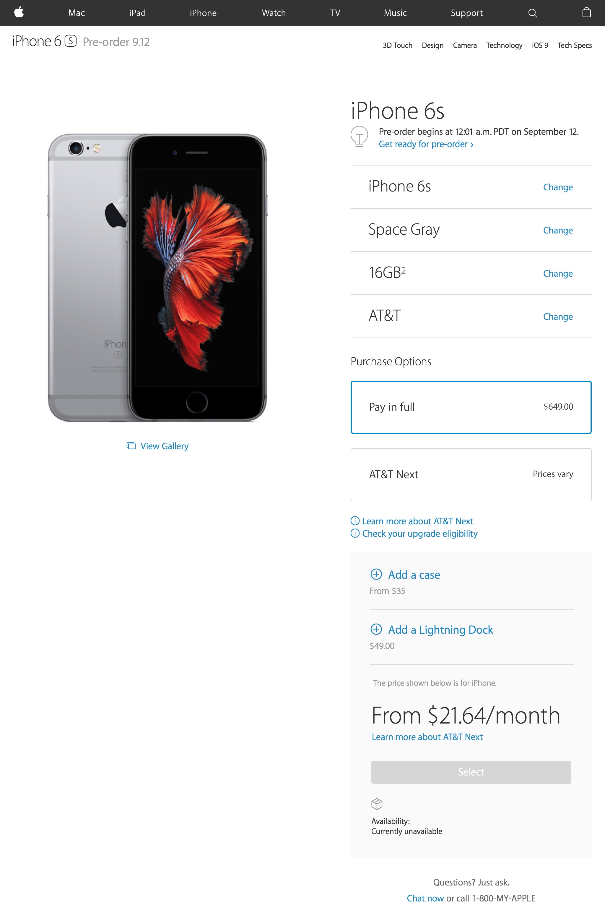 Comprando um iPhone 6s na Apple Online Store