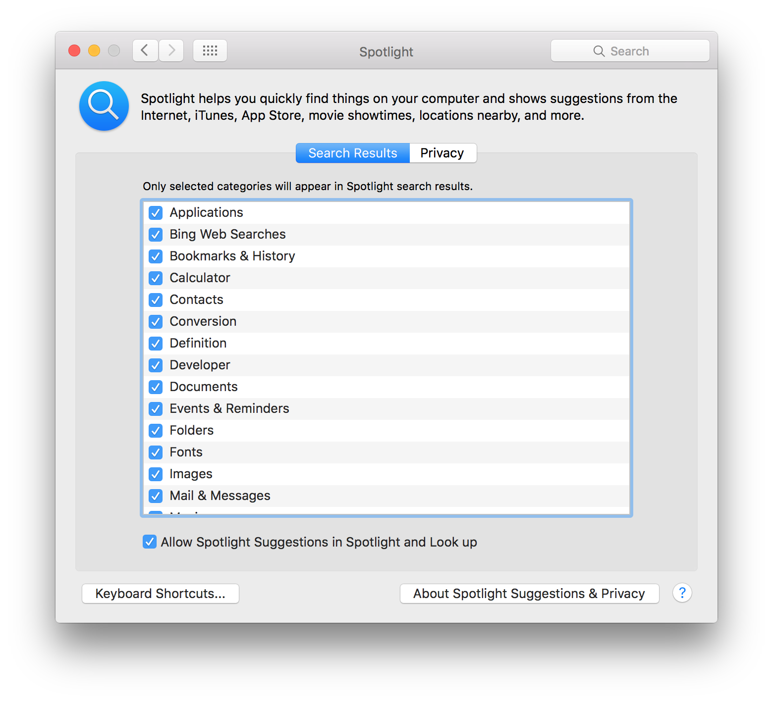 Controle do Spotlight no OS X