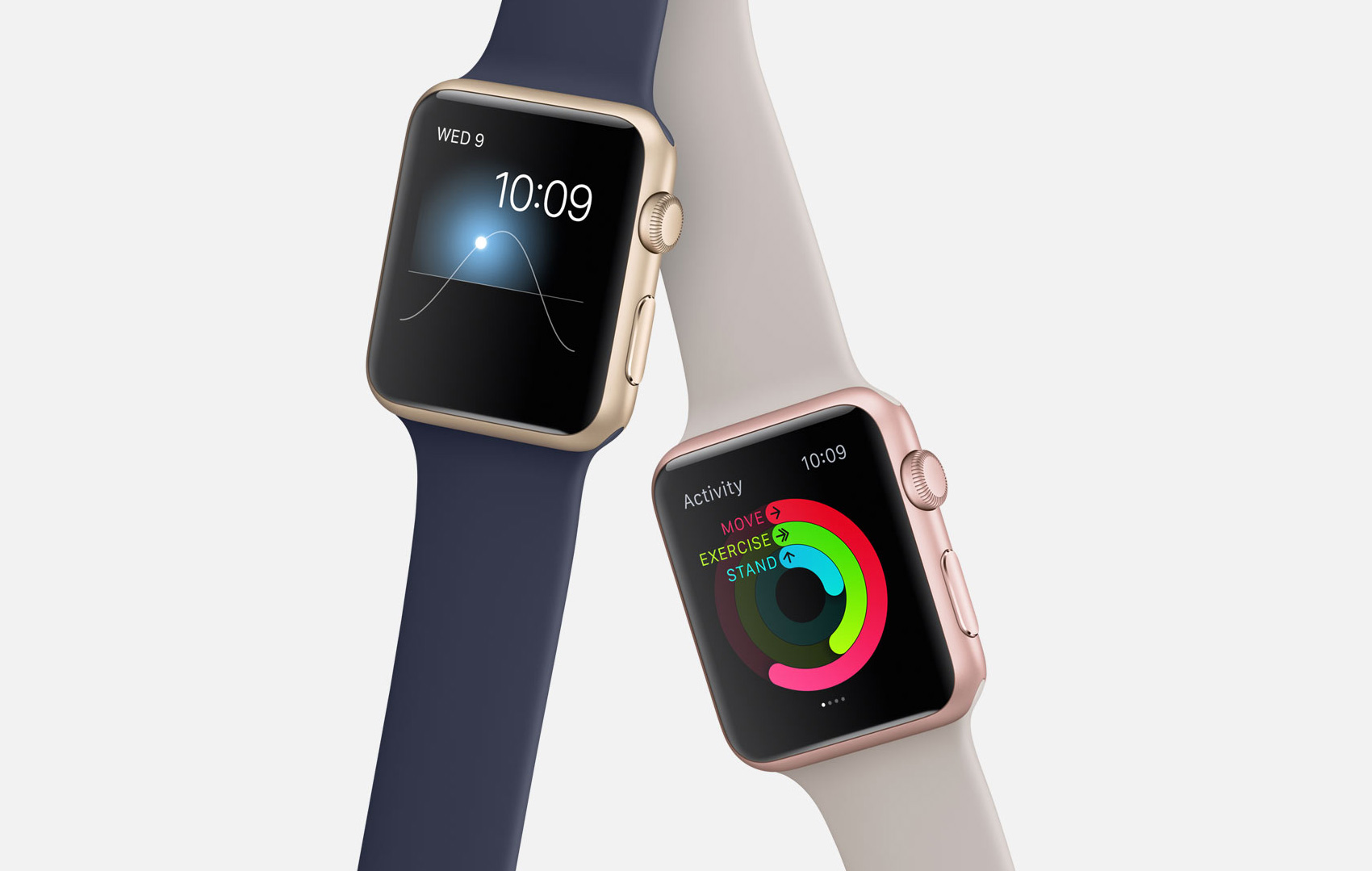 Apple Watches Sport dourado e ouro rosé