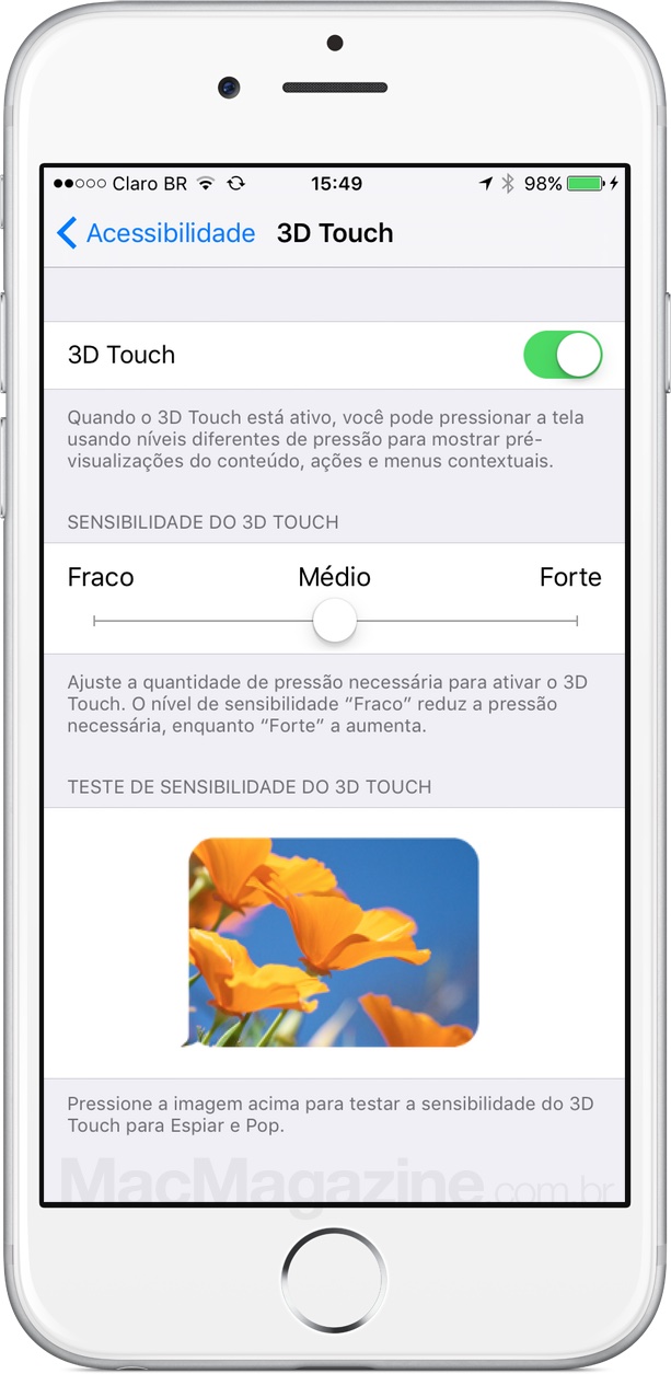 Acessibilidade do 3D Touch