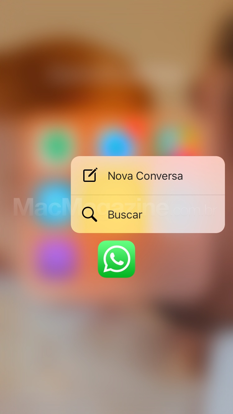 3D Touch no ícone do WhatsApp