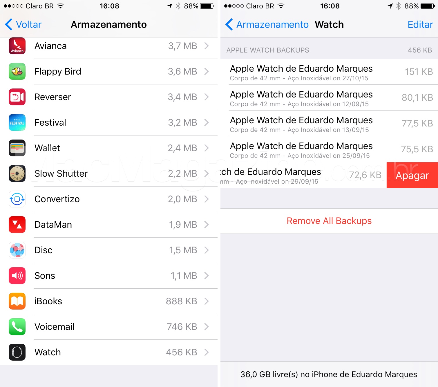 Transferindo dados do Apple Watch para um novo iPhone