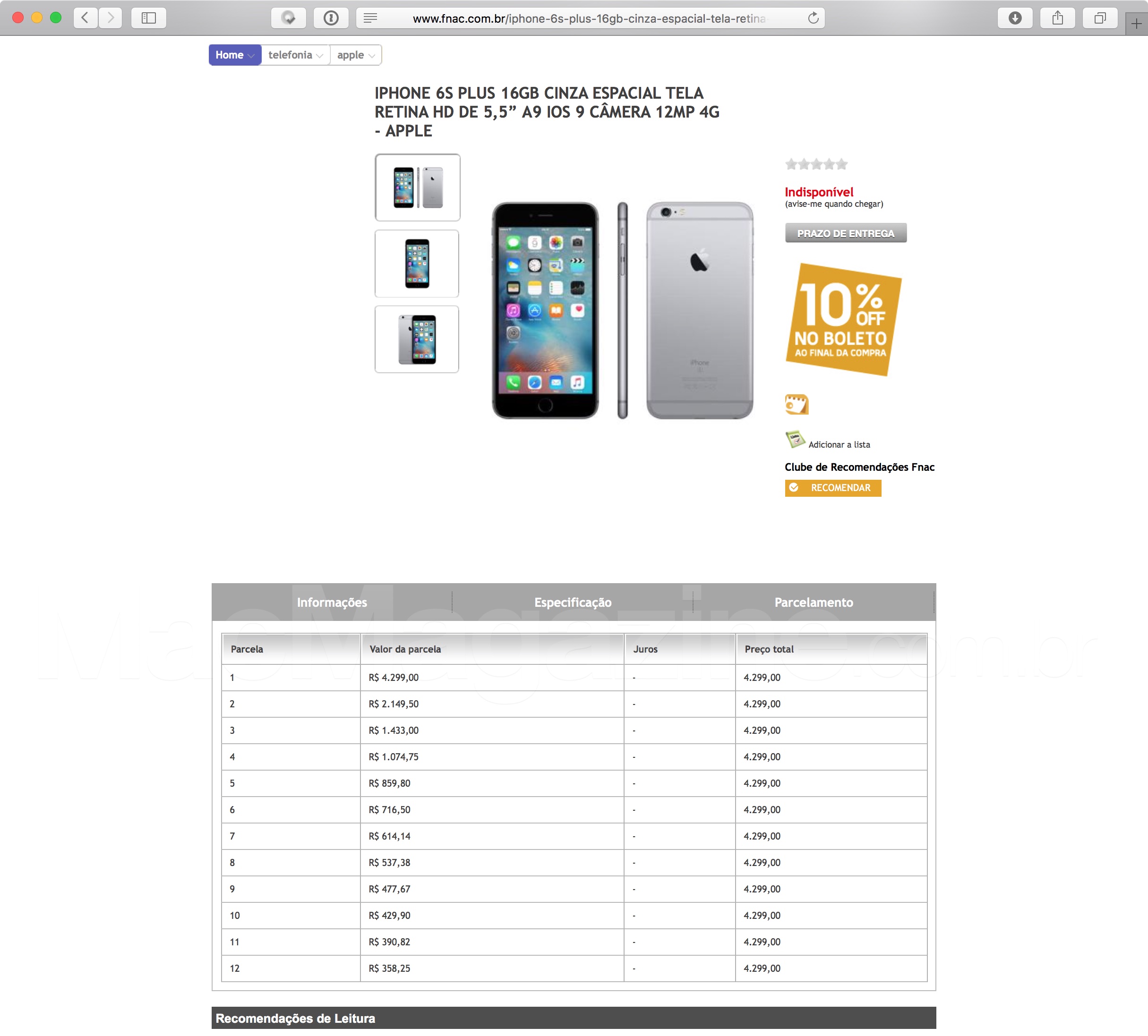 Fnac vaza os preços dos iPhones 6s e 6s Plus