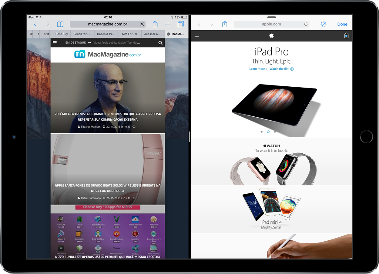 iPad Pro com o Sidefari
