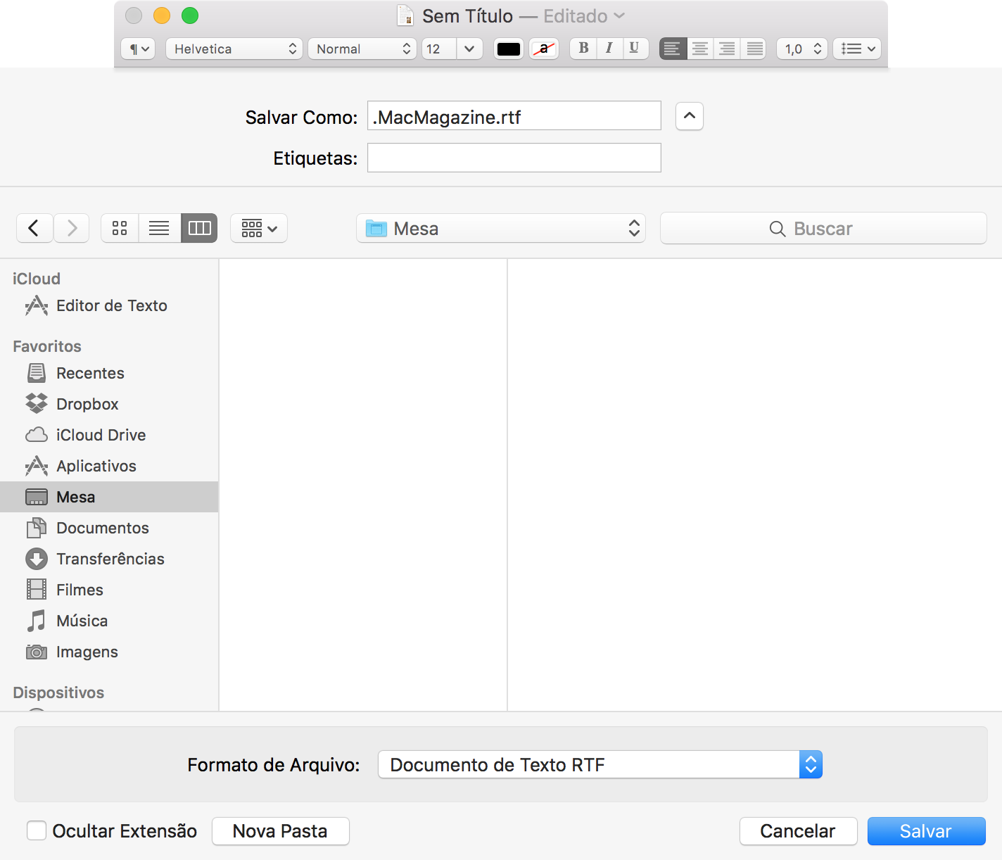 Arquivo escondido no OS X