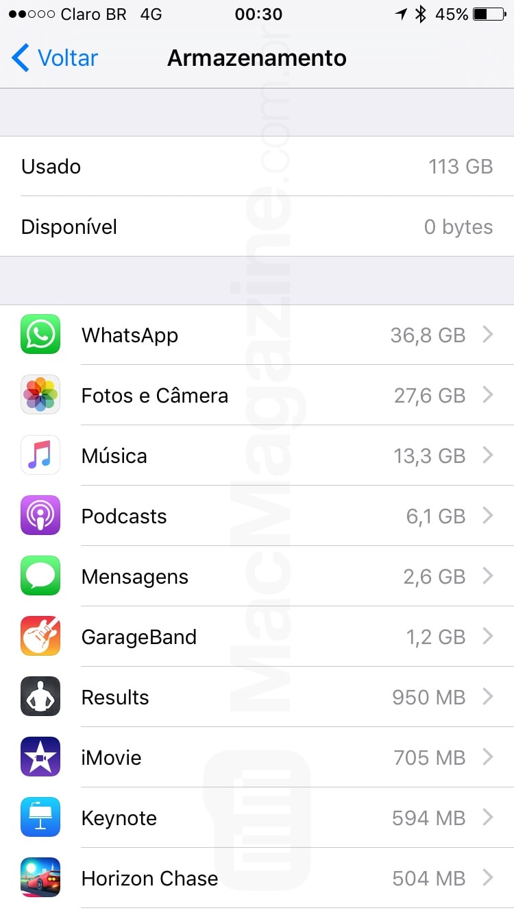 Problema com o armazenamento do WhatsApp