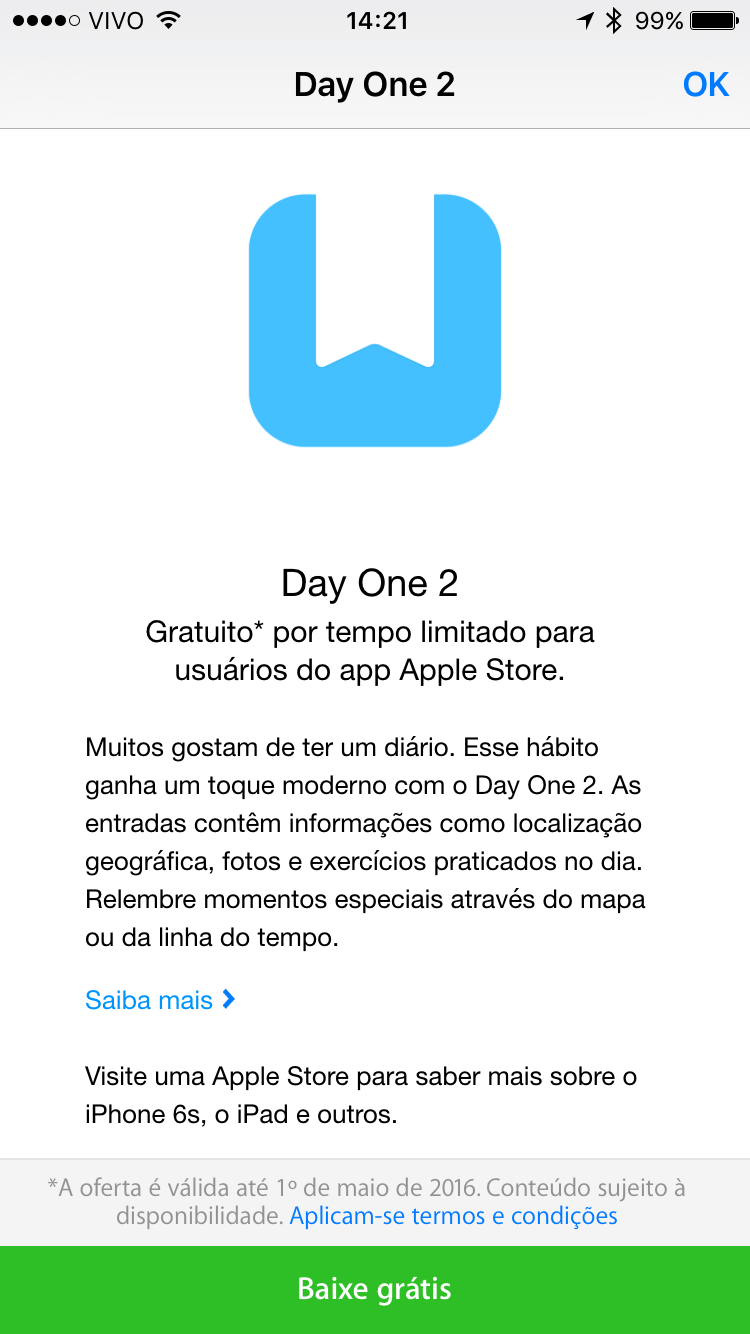 Day One 2 de graça pelo Apple Store
